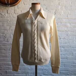 Vintage Cream V-Neck Sweater
